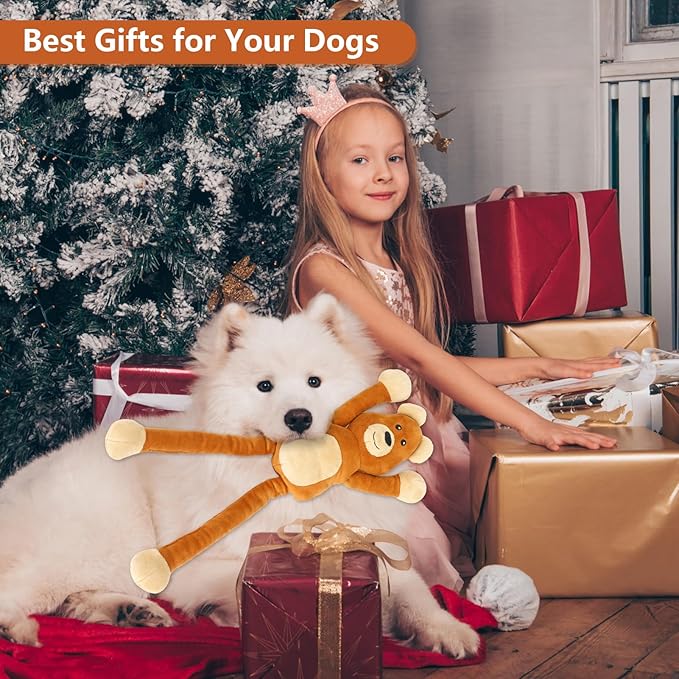 Large Squeaky Dog Toys, Tough Tug-Pull Interactive Puppy Toys, Plush Dog Chew Toys for Small, Medium and Large Dogs