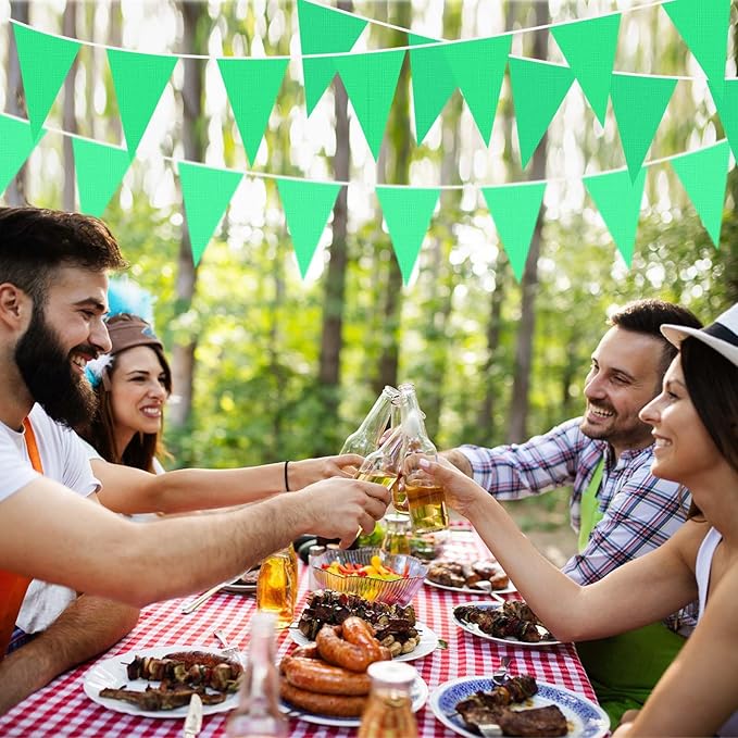Tatuo 820 ft 500 Pcs Pennant Banner Flag String Hanging Triangle Bunting Flag for Carnival Party Outdoor Events Birthday Classroom Decoration(Green)