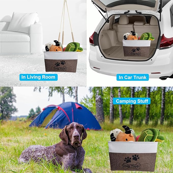Large Dog Toy Basket Collapsible Dog Toy Box Shape Keeping Rectangle Dog Toy Bin for Pet Toys,Accessories