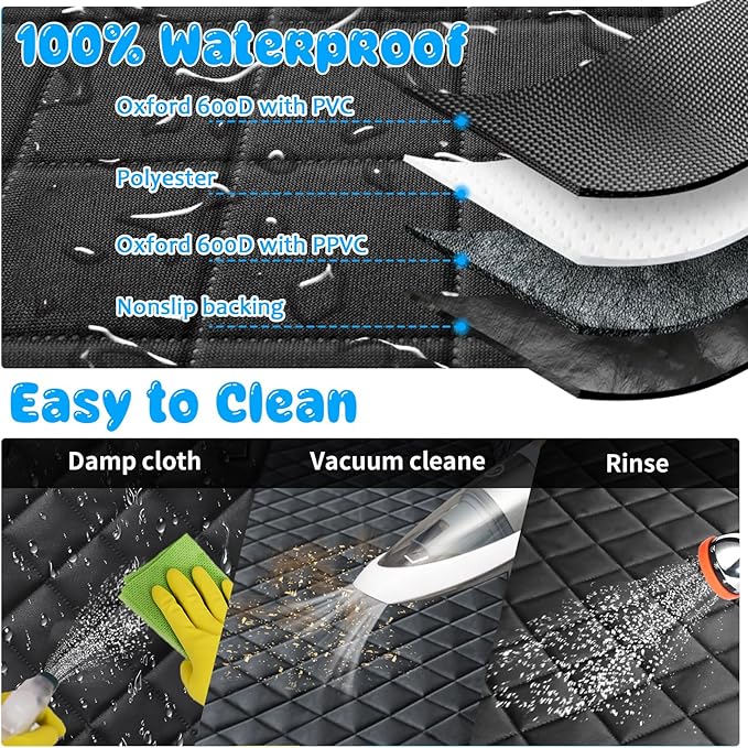 URPOWER 6-in-1 Dog Car Seat Cover for Back Seat, Waterproof Dog Car Hammock with Mesh Window & Side Flap, Pet Backseat Protector for Car, SUV, Truck