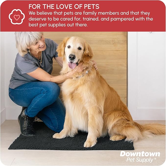 My Doggy Place Dog Mud Mat, 36" x 26" Charcoal – Thick Microfiber Entry Rug for Snow, Mud & Salt – Absorbent, Quick-Dry, Washer-Safe & Non-Slip, Large