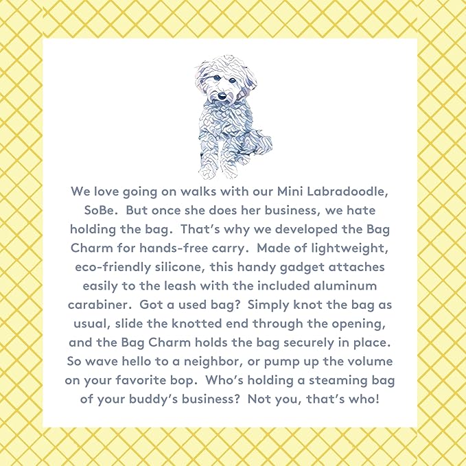 Sweet Paws Dog Poop Bag Holder Charm for Hands-Free Carry of Used Dog Poop Bag on Leash, Lightweight Durable Silicone, Preserves your Diginity and Frees your Hands-Glacier