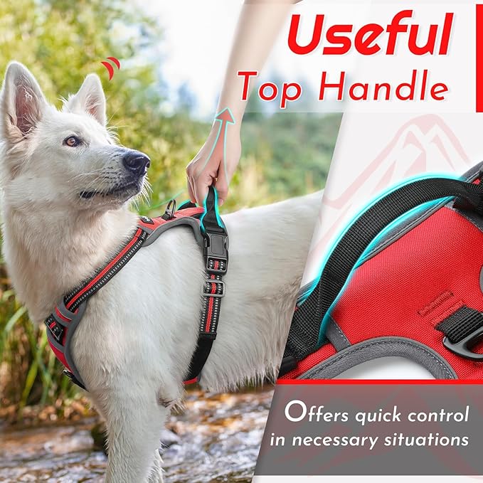 Eagloo Dog Harness for Small Dogs, No Pull Adjustable Service Vest with Control Handle,Red, S