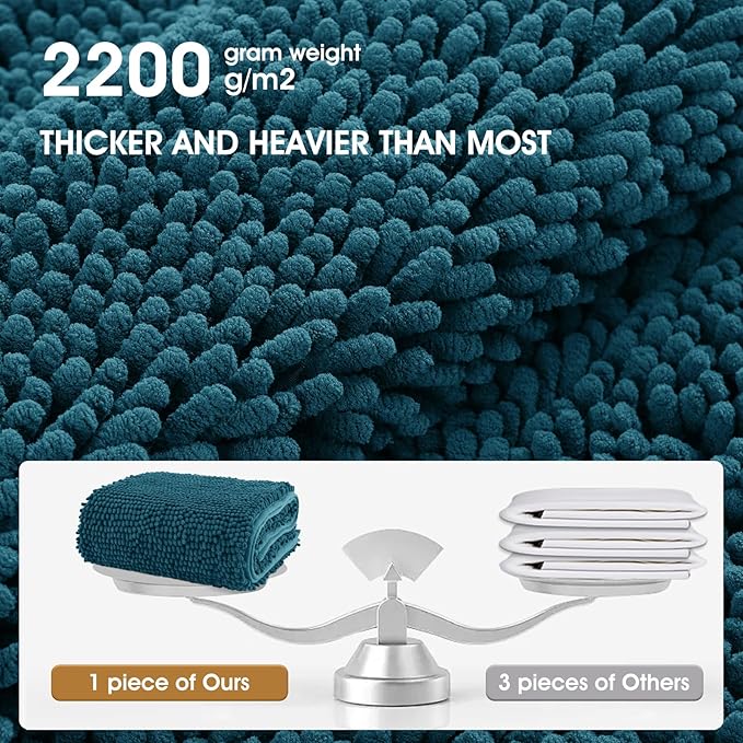 IM HOME Chenille Absorbent Outdoor Doormat 60" x 36", Washable Muddy Door Mats for Dog Non Slip Indoor Doormat Dog Mat for Muddy Paw Front Inside Doormats for Entryway Teal Blue