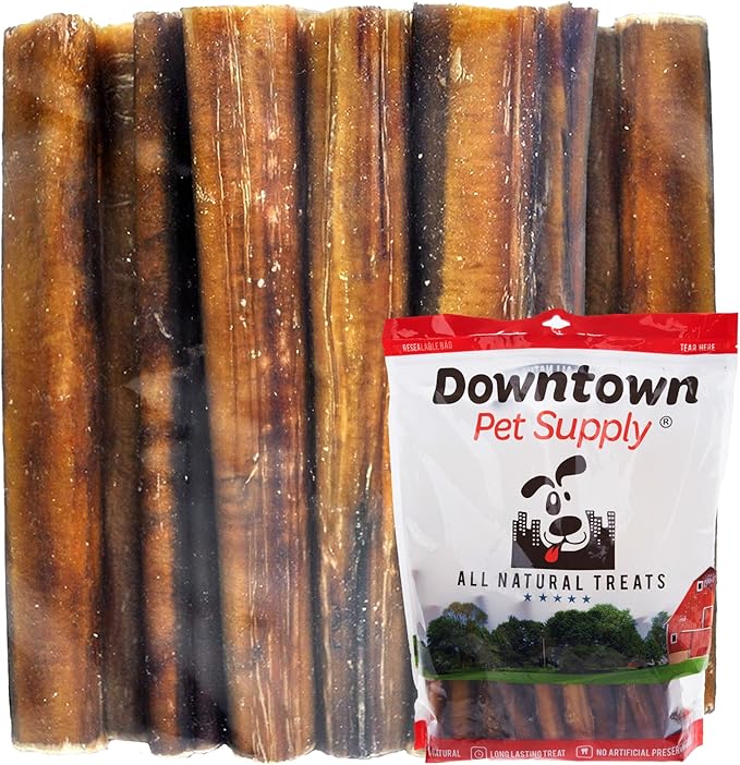 Downtown Pet Supply USA-Made 6", 3 Lb. Jumbo Bully Sticks for Large Dogs - Rawhide Free Dog Chews Long Lasting and Non-Splintering - Single Ingredient, Low Odor Bully Sticks for Medium Dogs