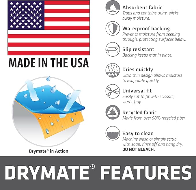 Drymate Dog Crate Mat Liner, Absorbs Urine, Waterproof, Non-Slip, Washable Puppy Pee Pad for Kennel Training - Use Under Pet Cage to Protect Floors, Thin Cut to Fit Design (USA Made) (LGrey)(29"x50")