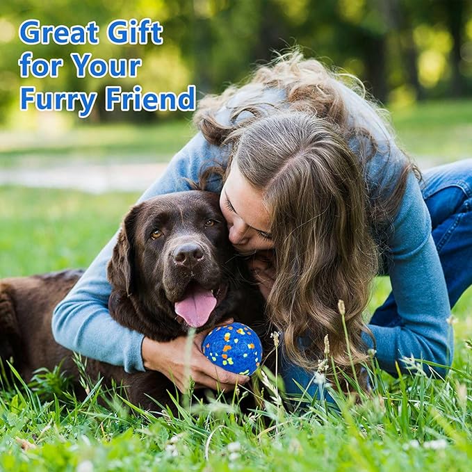 POUPUA 4-Pack Super Bouncy Dog Balls — Lightweight & Safe (Won’t Hurt Dogs), Indestructible Tennis Balls for Aggressive Chewers, Durable Floating Fetch Toys for Medium & Large Dogs