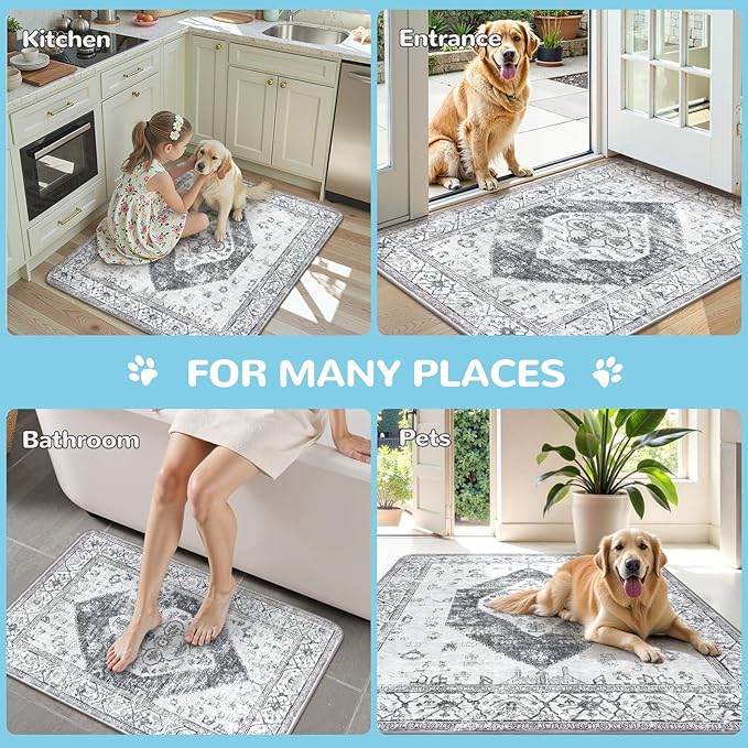 Lahome Super Absorbent Washable Pee Pads for Dogs - Secure Floor Protection - Non-Slip, Leakproof Reusable Pads for Training, Crates & Playpens (2 Pack, 36"x36", Gray)