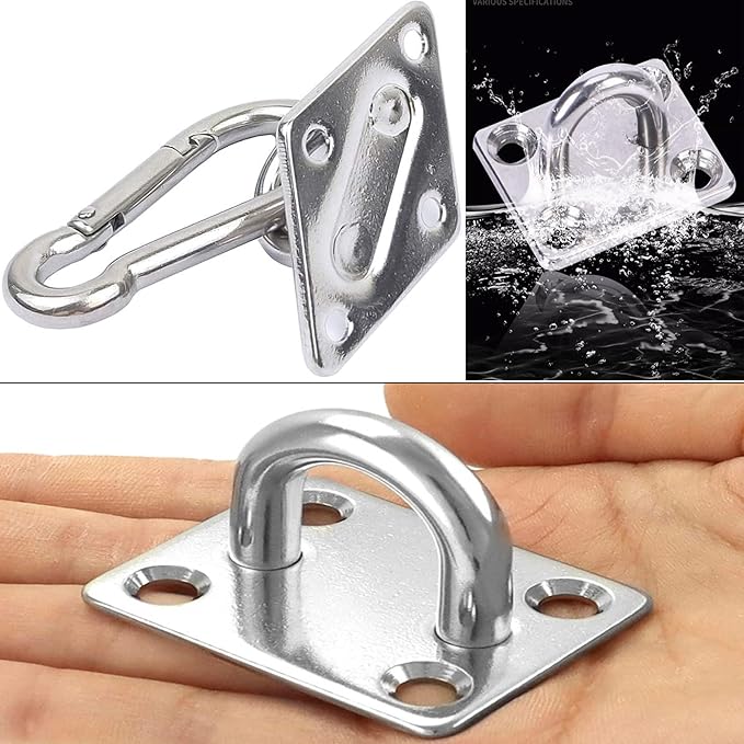 Dog Tie Out Mounted Wall Hook with Clip - Secure Dog Leash Parking Indoor&Outdoor, Stainless Steel Practical Lead Management for Small/Medium/Large Dogs Up to 500lbs (4pcs:silver, for 500lbs)