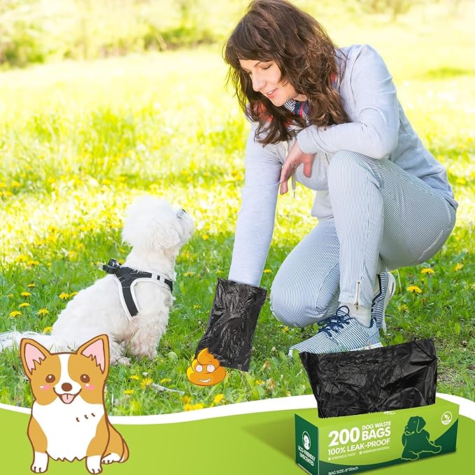 Sherr 6 Boxed Rolls 1200 Counts Dog Poop Bags Bulk Leak Proof Dog Doggy Poop Pet Waste Bags for Puppy Pets Outdoor Walking and Travel