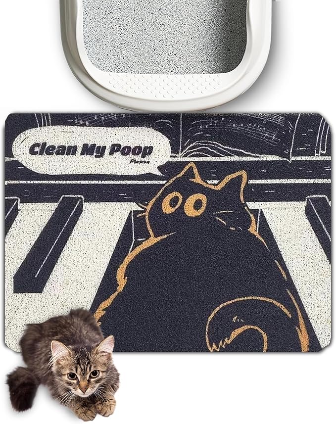 Lukamoo® Cute Cat Litter Mat (24’’x16’’), for Kitty Litter & Cat Litter Box, Independent Artist Designed (Melody)