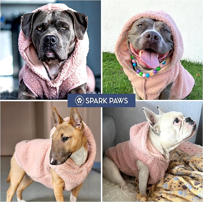 Spark Paws Teddy Dog Sweater, Sherpa Jacket Vest with Warm Fleece Lining, Winter Coat Suitable for Small Medium Large XL XXL Breeds - Pink - 4XL