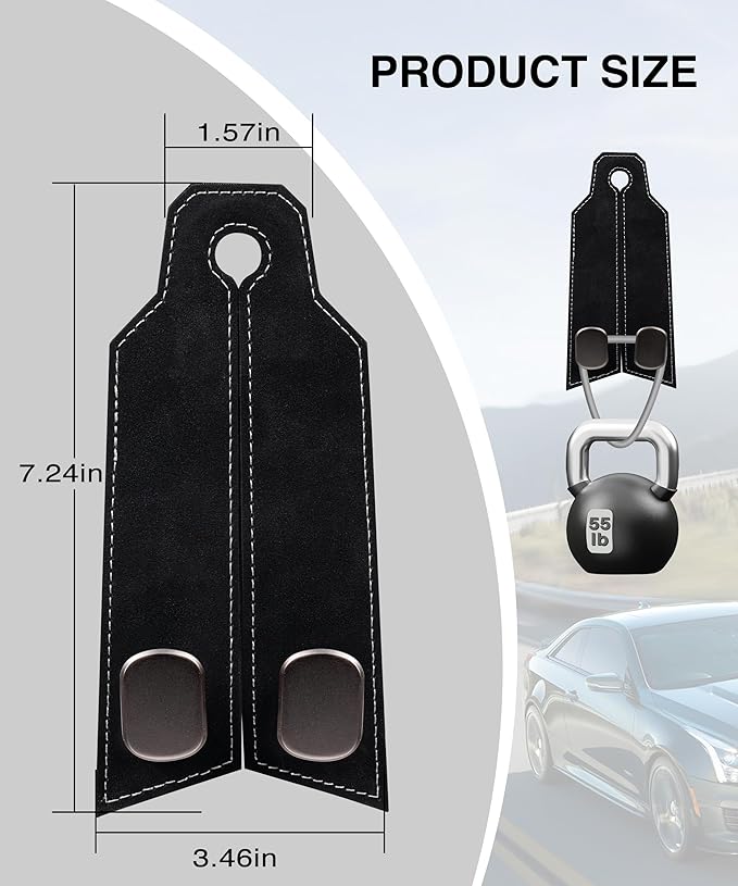 Headrest Hooks for Car, 4 Pack Purse Hook for Car 100% Metal & Premium Leather 2025 Latest, Auto Organization Accessories for Bags, Purses, Phones etc (Black)