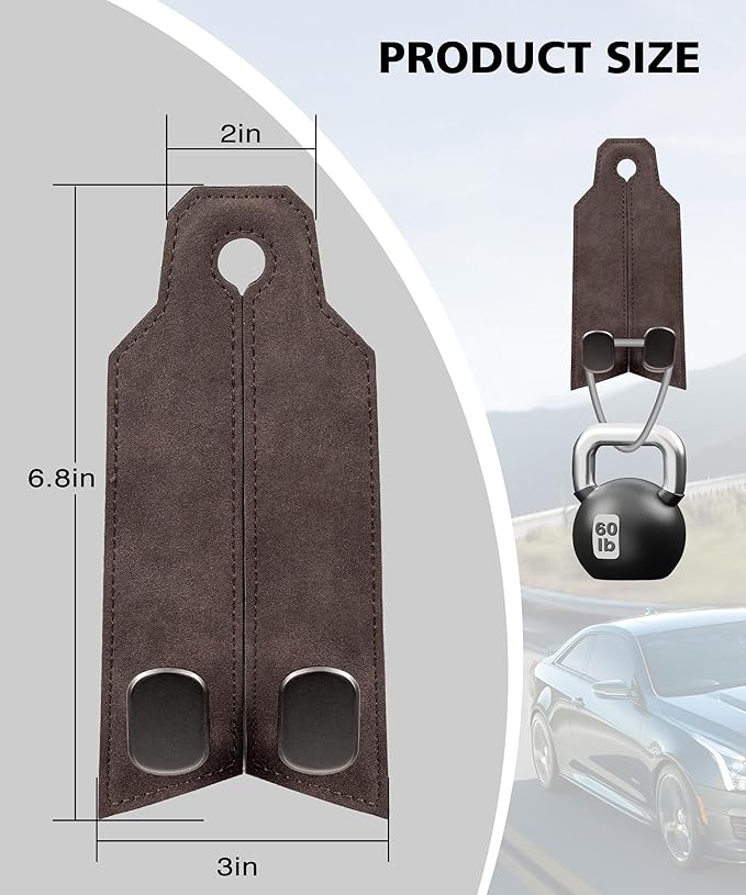 Car Seat Hooks for Headrest, Purse Hook for Car, Car Seat Hooks Purse Hanger for Car 100% Metal & Premium Leather 2025 Latest Car Organization Accessories for Bags, Purses, Phones etc (Brown 2Pcs)
