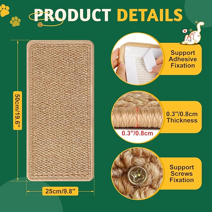 ENONCI Corner Cat Scratcher Wall Mounted for Indoor Cats, Cat Scratcher Pad for Door Frame, 19.6X9.8 Inch Anti Cat Scratch Door Furniture Protector for Couches and Walls