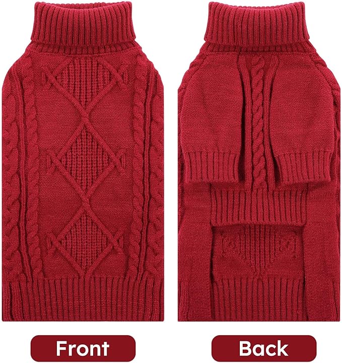 ASENKU Knitted Dog Sweater,Pullover Big Thermal Dog Winter Sweater,Turtleneck Doggy Sweaters for Large Medium Dogs Boy Girl,Warm Pet Sweatshirt for Beagle,Corgi,XL