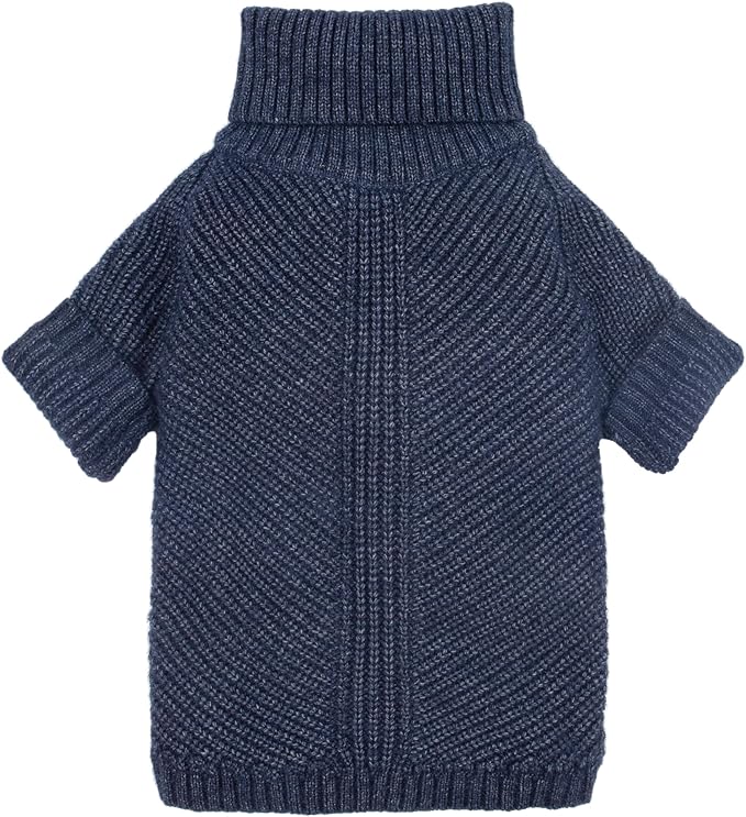 Fitwarm Turtleneck Knit Dog Sweater, Thermal Dog Winter Clothes for Small Dogs Boy Girl, Cozy Sweaters for Dogs, Doggy Pullover Jumper, Pet Outfit, Heather Navy Blue, Medium