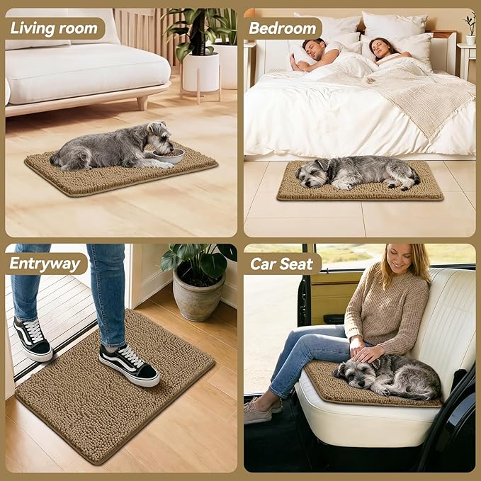 Bcoimo Super Absorbent Dog Door Mat, 30"*20" Anti Slip Mat for Muddy Paws, Pet Rugs for Dirty Paws Washable That Absorbs Moisture and Dirt, for Dog Cage and Pet Resting Carpet