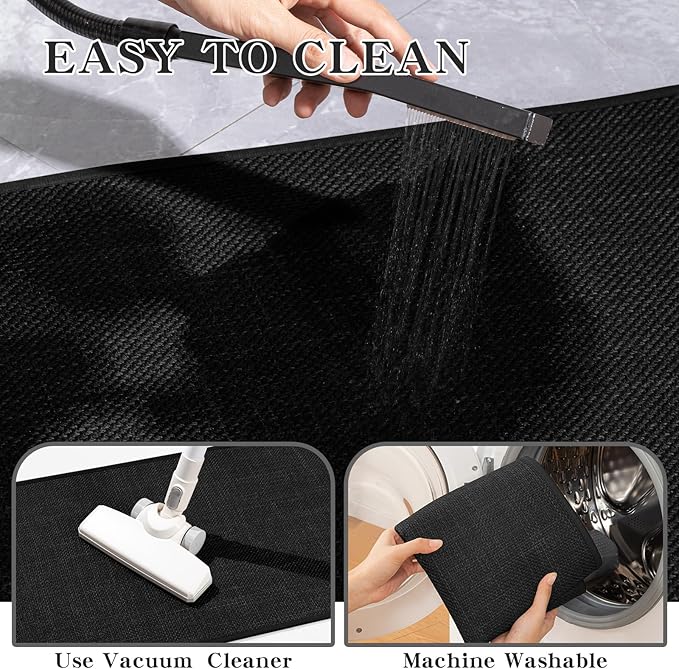 chakme Bathroom Rugs Mat U-Shaped 24x17, Ultra ThinNon Slip Bath Mat Small Quick Dry Absorbent Bath Matfor Bathroom Floor, (Black, U-24"x17")
