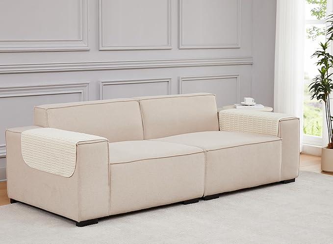 Meider Sofa Arm Covers Couch Arm Covers, 2pcs Chair Armrest Cover Non-Slip Armchair Slipcovers for Sofa Couch (Cream White, 22x22x2pcs)