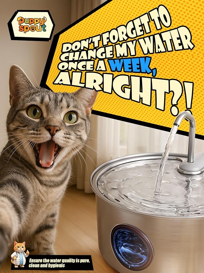 Cat Water Fountain Stainless Steel - 108oz/3.2L Automatic Cat Water Fountain for Drinking with 10PCS Filters, Metal Pet Water Fountain Water Dispenser for Cats, Puppy, Multiple Pets