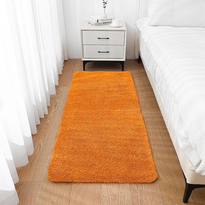Orange Bathroom Rugs Runner 24"x60" - Long Large Bath Mat, Soft Non Slip Absorbent Microfiber Bathroom Rug, Washable Plush Floor Mat - Perfect for Bedside, Kitchen or Vanity Area