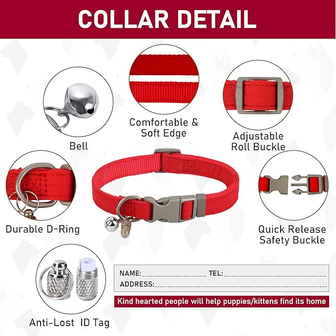 GAMUDA Small Pet Harness Collar and Leash Set, Step in No Chock No Pull Linen Fabric Soft Mesh Dog Vest Harnesses Reflective for Dogs Puppy Cats Kitten Rabbit (Red, XS)