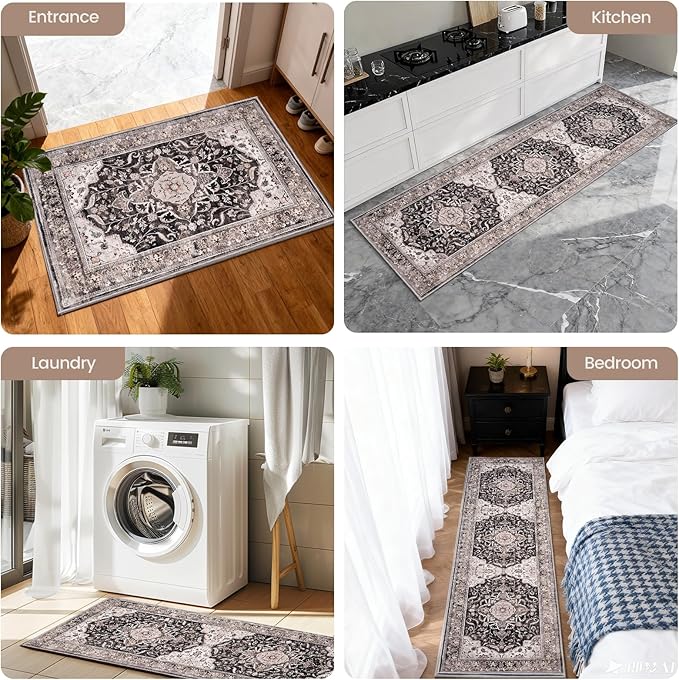 Kitchen Rug Set 3Pcs, Boho Rug Sets Non Slip Washable for Floor Thick Farmhouse Kitchen Decor Runner Rugs for Kitchen, Entryway, Laundry, Hallways 20''x32''+20''x48''+20''x59''