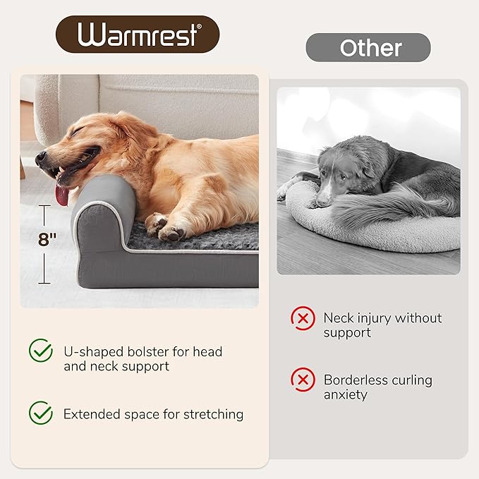 Orthopedic XL Dog Beds, Waterproof Pet Bed for Extra Large Dogs, Non-Slip Bottom and Egg-Crate Foam Large Pet Couch Sofa with Washable Removable Cover, Dark Grey