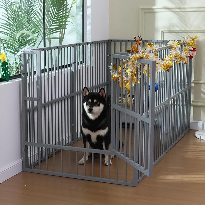 Dog Playpen - 32" Height Dog Pen, Heavy Duty Puppy Pen with Door, Safe & Sturdy, Easy Assemble for Indoor/Outdoor Pet Playpen