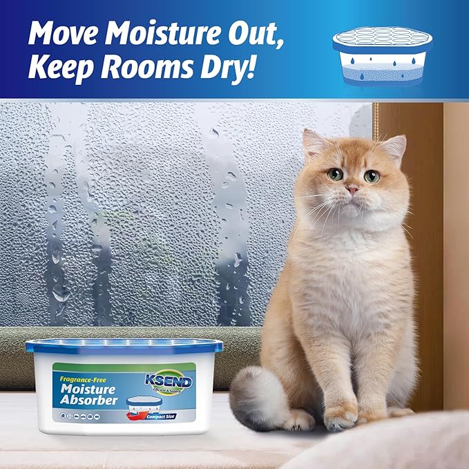 Moisture Absorbers, 12 Pack, Compact Dehumidifier for Closet, Efficient Humidity Absorber Boxes, Moisture Absorber for Closet, Odor Eliminator with Fragrance Free, Blue, 6.4oz, 300ml