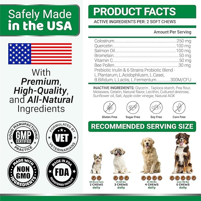 Dog Allergy Relief Chews - Dog Itching Skin Relief Treatment Pills - 170 Treats - Anti-Itch Chewables - Itchy and Paw Licking - Hot Spots - Omega 3 Fish Oil - Dry Skin & Coat Supplement