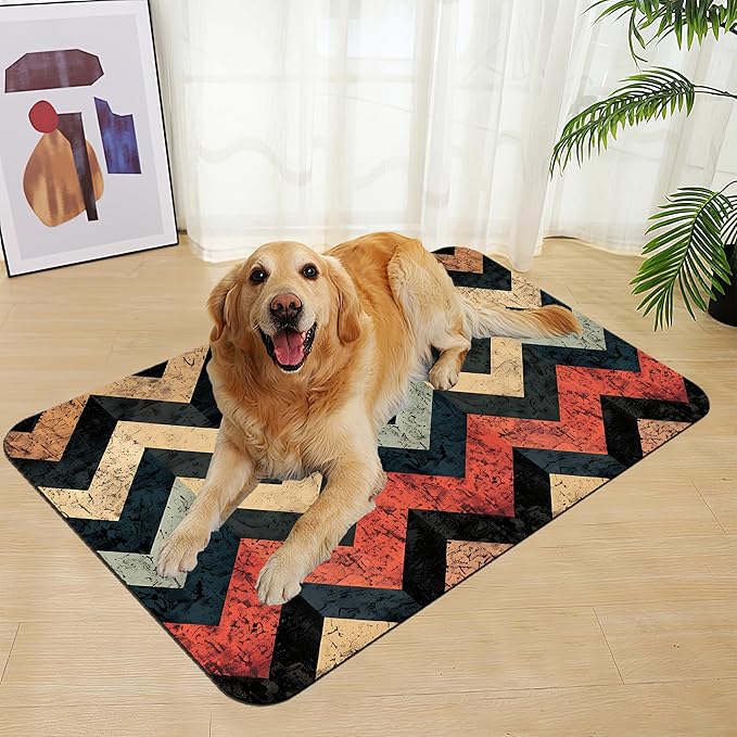 Vintage Plaid Pet Food Mat for Cats and Dogs–Absorbent Quick Dry Feeding Placemat, Non Slip Rubber Base, Waterproof Bowl Mat for Indoor Use, Pet Supplies 16"x24"