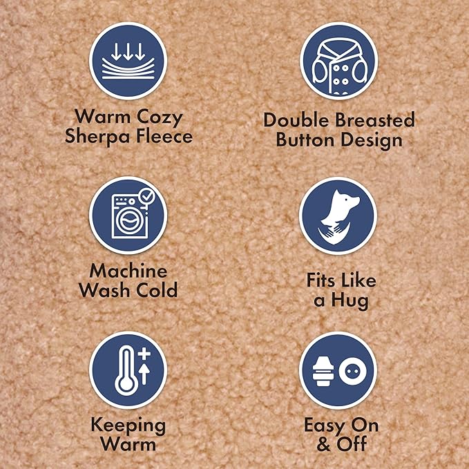 Spark Paws Teddy Dog Sweater, Sherpa Jacket Vest with Warm Fleece Lining, Winter Coat Suitable for Small Medium Large XL XXL Breeds - Brown - XL