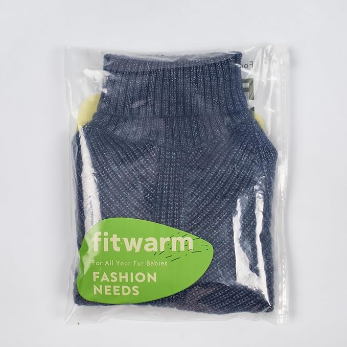 Fitwarm Turtleneck Knit Dog Sweater, Thermal Dog Winter Clothes for Small Dogs Boy Girl, Cozy Sweaters for Dogs, Doggy Pullover Jumper, Pet Outfit, Heather Navy Blue, Medium