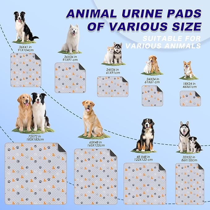 Washable Pee Pads for Dogs, 2 Pack Absorbent Reusable Training Dog Pads Pet Puppy Pads, Non-Slip Potty Pads for Whelping, Playpen, Crate, Bed, Orange, 24"x24"