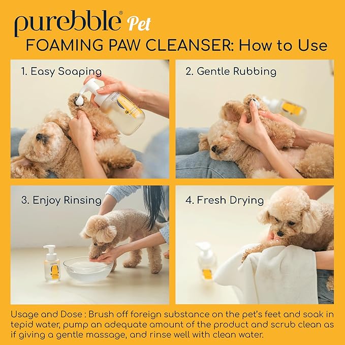 Pet Foaming Foot Paw Cleanser (Pack of 2)- Gentle Foam Wash for All Dogs, Nourishing, Softening, Calming, No Artificial Fragrance, Itch Reducing, 300ml / 10.14 fl oz Each