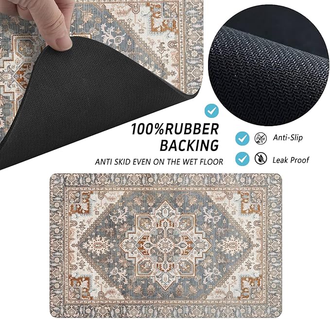 Dog Food Mats for Floors, Absorbent and Quick-Drying Pet Cat Food Mat,Anti-Fouling and Easy-to-Clean Pet Feeding Mat,Dog Bowl Mat for Messy Drinking Water Bowls.17 x27, Bohemia Style