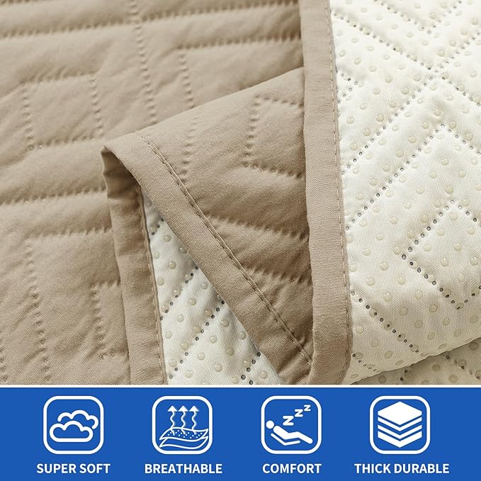 2026 Waterproof Dog Bed Blanket (82"x82") Comfy Couch Sofa Mat for Dog Pets with Anti-Slip Back, Universal Incontinence Lightweight Liner Pad for Furniture Car Picnic etc Durable Washable, Khaki
