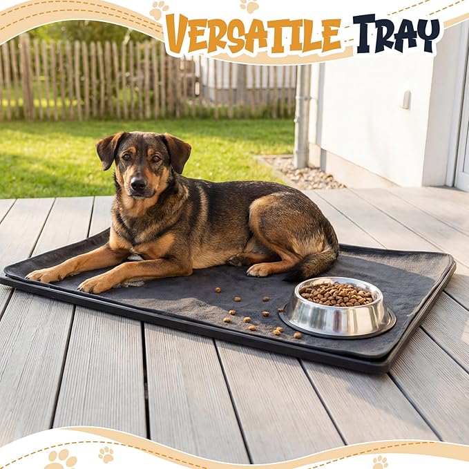 Weysat 1 Set Replacement Dog Crate Tray with Mat, 35.04" x 23.23" Under Crate Floor Protector, Kennel Pan and Reusable Waterproof Dog Pads Set for Chicken Poop Cat Bird Pet Bottom Liner