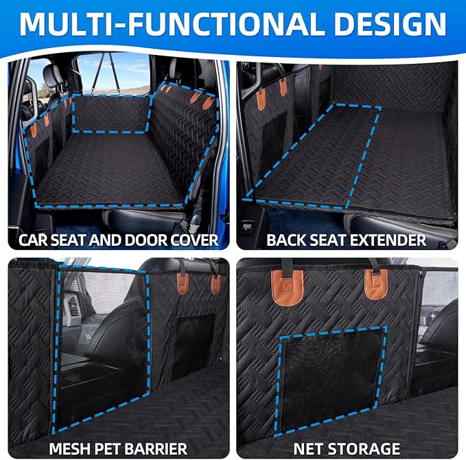 Truck Dog Seat Cover Back Seat,Back Seat Extender for Truck,Dog Hammock,Hard Bottom Car Seat Cover,Pet Seat Cover for F150/RAM1500/Silverado