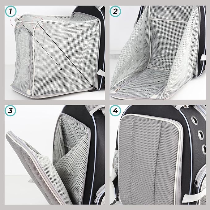 Lollimeow Cat Carrier Backpack, Expandable Bubble Pet Carrier for Cats and Small Dogs, Airline Approved Travel Backpack for Hiking, Walking & Outdoor Adventures - Supports up to 14 lbs