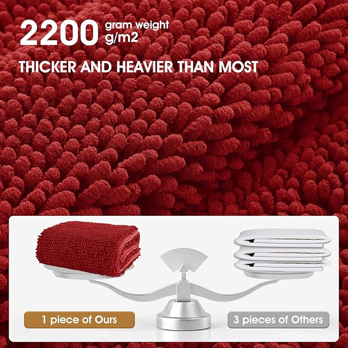 IM HOME Chenille Absorbent Outdoor Doormat 71" x 25", Washable Muddy Door Mats for Dog Non Slip Heavy Indoor Doormat Soft Front Doormats for Entryway, Mud Dog Paws, Patio Red Burgundy