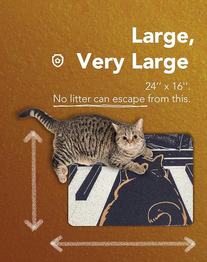 Lukamoo® Cute Cat Litter Mat (24’’x16’’), for Kitty Litter & Cat Litter Box, Independent Artist Designed (Melody)