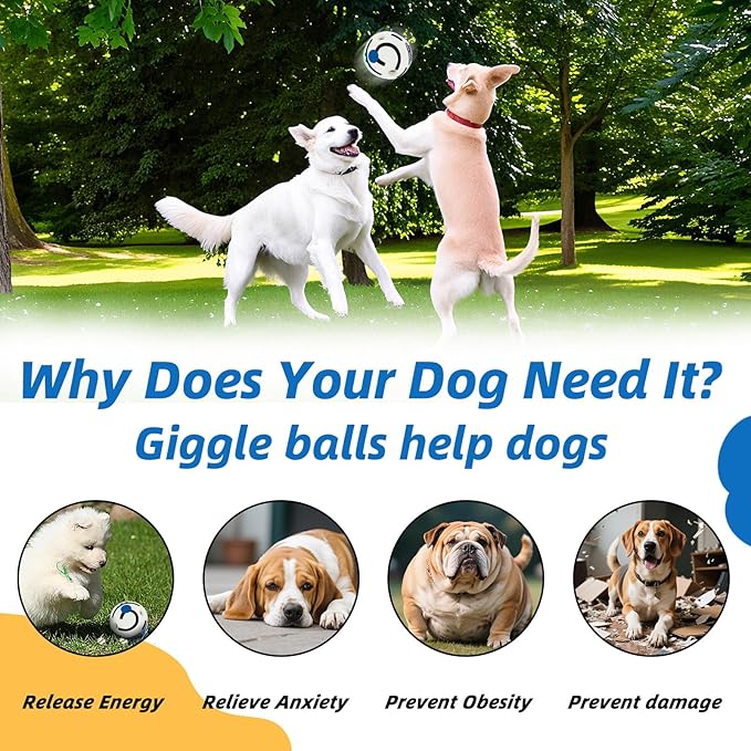 SHAKE AND LAUGH Glow in The Dark Dog Toys Ball, Interactive Dog Ball, Shaking with Gibbering Sound, L, 3.94 in (10 cm)