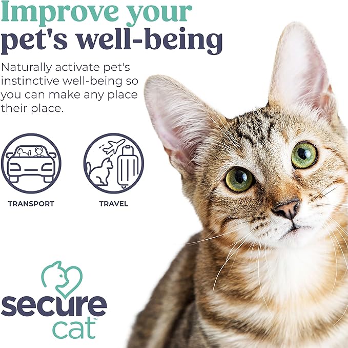 SecureCat Transport, Water Based Calming Travel Spray, Naturally Supports Calm and Well-Being, Naturally Relieving Anxiety and Stress