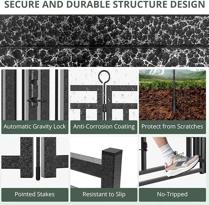 Dog Fence Outdoor Indoor, 32" Inch Height 40 Panels Dog Playpen for Large/Medium/Small Dogs Metal Dog Pen for Yard Camping and RV | Black-Silver