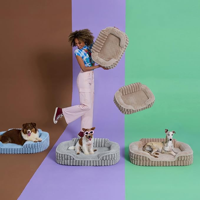 LE SURE Cute Dog Beds Large Sized Dog, Orthopedic Waterproof Large Pet Bed with Sides, High Back Non-Slip Bottom and Egg-Crate Foam Pet Couch Sofa with Washable Removable Cover, Blue