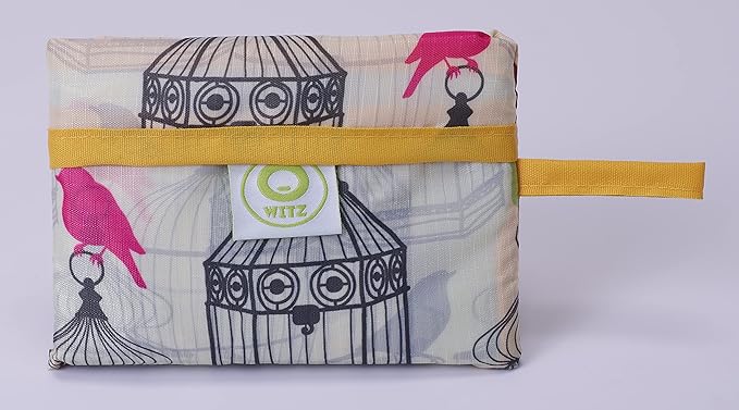 O-WITZ Reusable Grocery Bags | Vibrant Tote Bag For Groceries, Gym, Beach Gear, Toys & More | Washable Design With Large Handles For Maximum Convenience | Folds Into A Small Pouch, Canaries