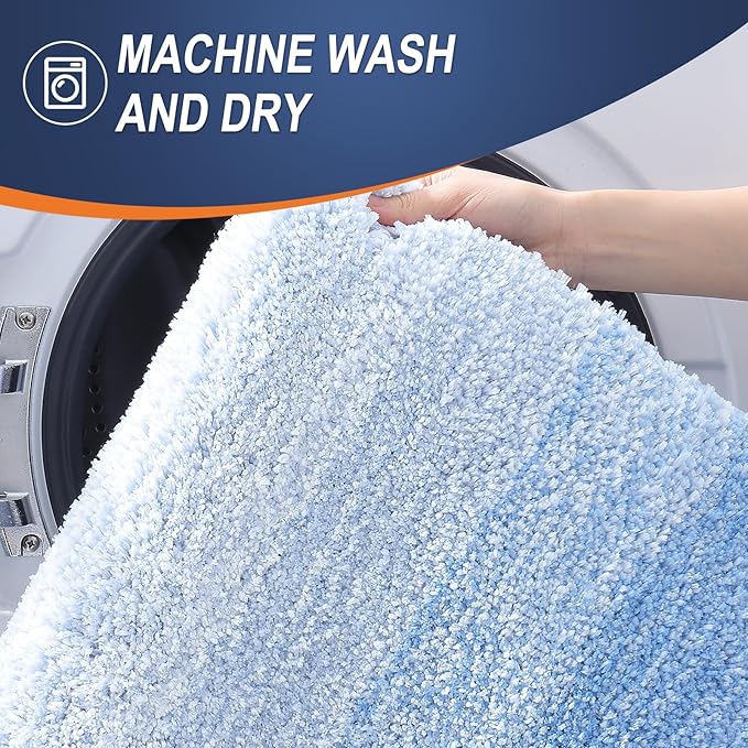 OLANLY Bathroom Rugs Mat 50x30, Extra Soft Absorbent Microfiber Bath Rugs, Rubber Backing, Quick Dry, Machine Washable Bath Mats for Bathroom Floor, Tub and Shower, Home Decor Accessories, Light Blue